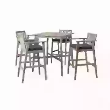 Acacia Wood Square Outdoor Bar Table and 4 Chairs